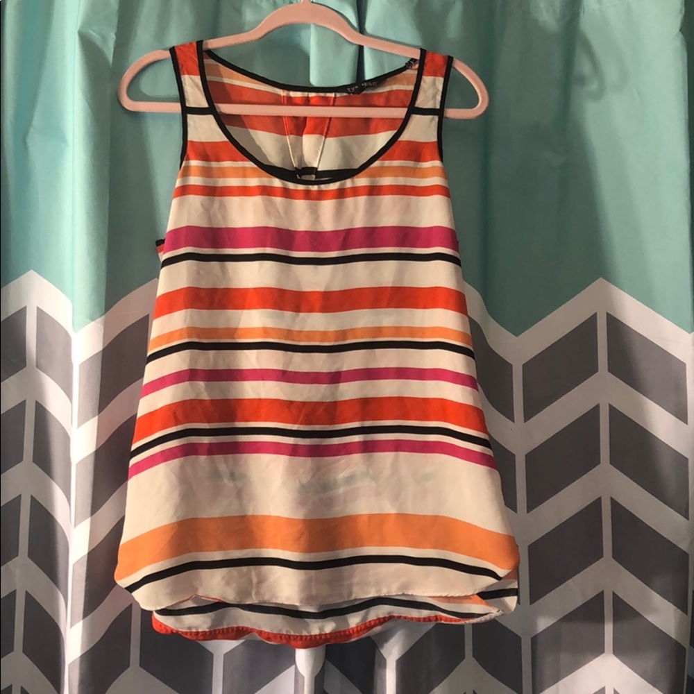 Express women's open back striped tank top